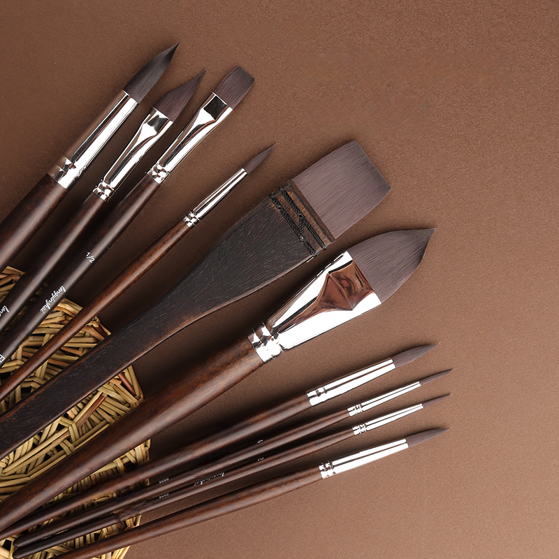 Ten Squirrel Hair Watercolor Brushes Set