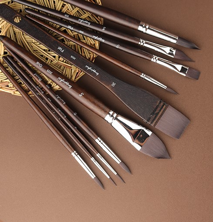 Ten Squirrel Hair Watercolor Brushes Set