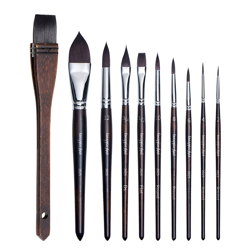 Ten Squirrel Hair Watercolor Brushes Set