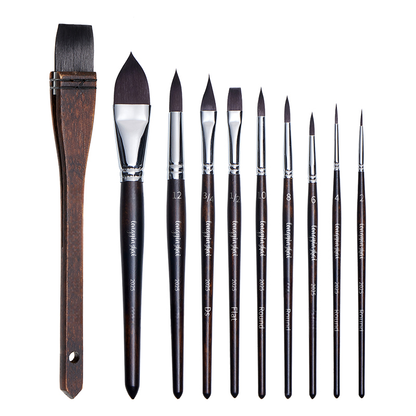 Ten Squirrel Hair Watercolor Brushes Set