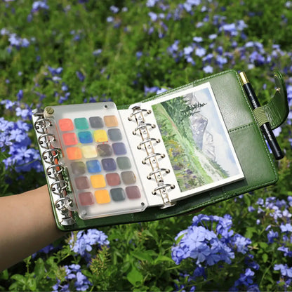 Sketchbook 24-Color Travel Set of Brown Leather Watercolor