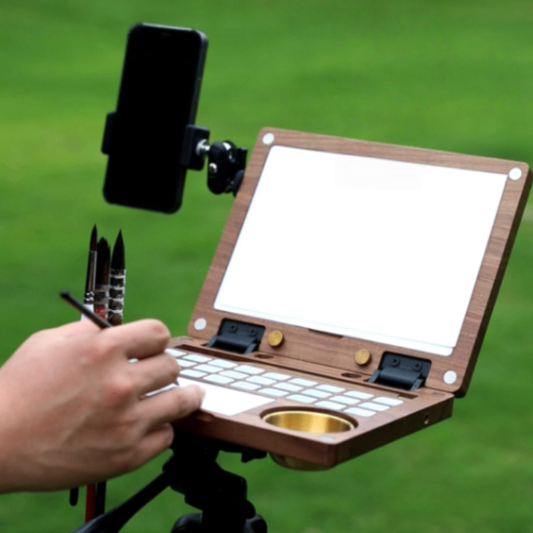 Black walnut wood watercolor with phone stand