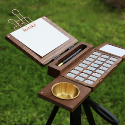 Walnut wood watercolor travel case for outdoor sketching