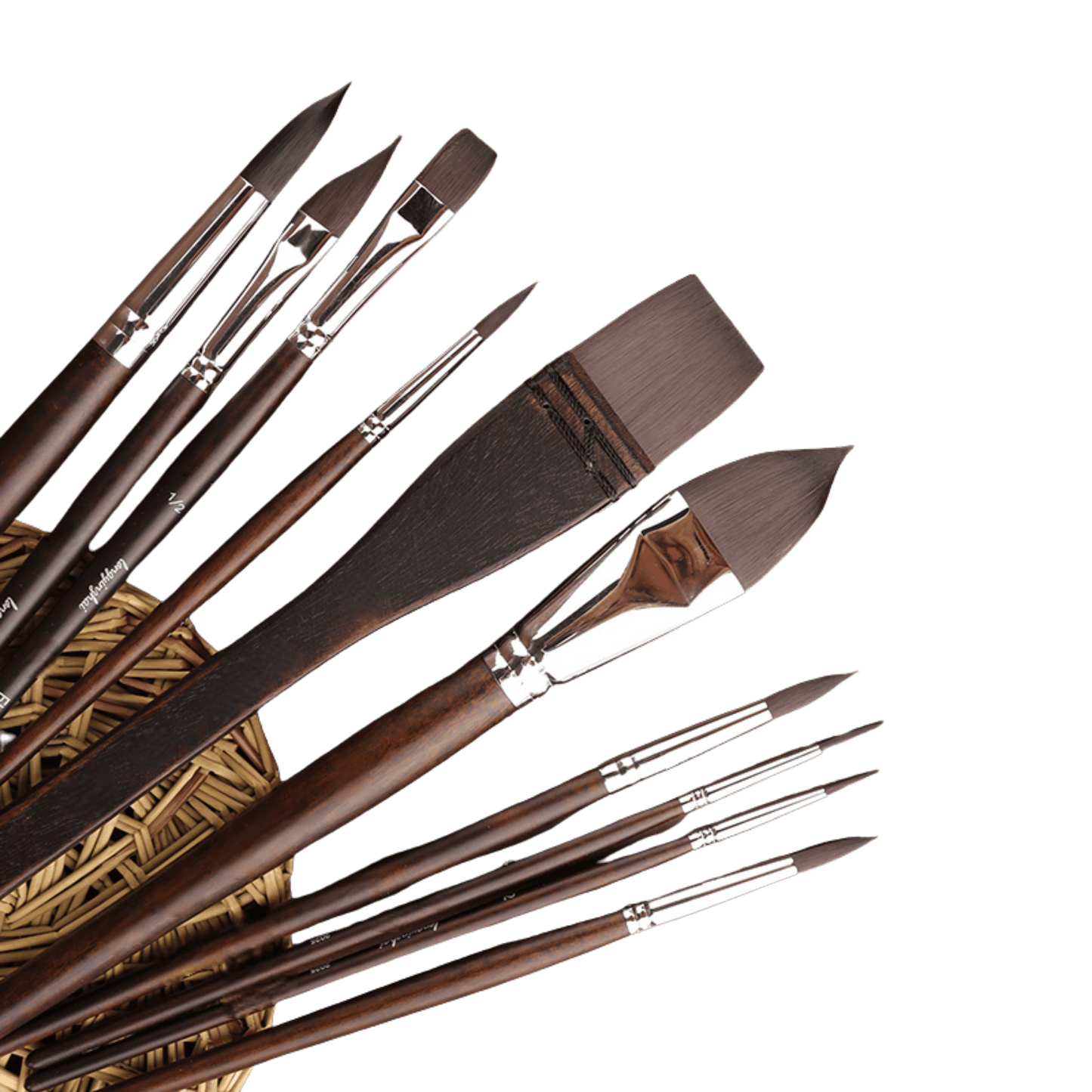 Ten Squirrel Hair Watercolor Brushes Set