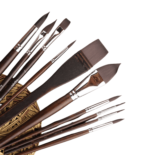 Ten Squirrel Hair Watercolor Brushes Set